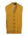 Alpha Studio Man Cardigan Mustard Size 42 Wool In Yellow