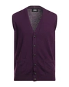 Alpha Studio Man Cardigan Purple Size 40 Wool