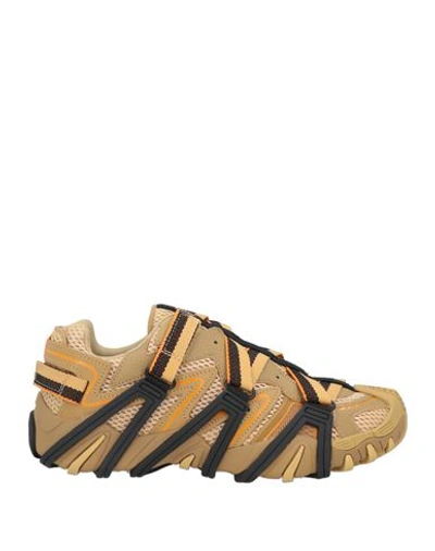 Diesel Man Sneakers Mustard Size 7.5 Bovine Leather, Polyester, Polyurethane In Yellow