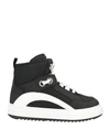 Dsquared2 Black Suede And White Canvas Sneakers In Black