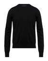 Jil Sander Man Sweater Black Size 36 Wool, Soft Leather