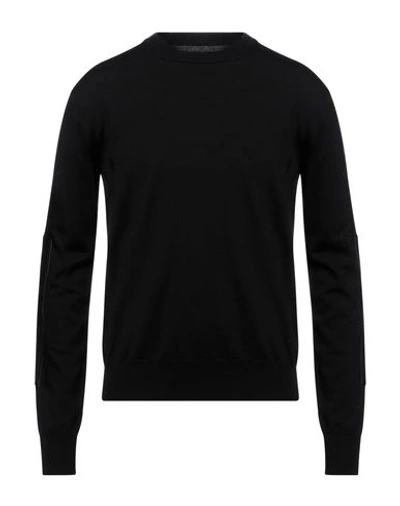 Jil Sander Man Sweater Black Size 36 Wool, Soft Leather