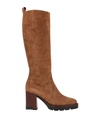 Lorenzo Mari Woman Knee Boots Camel Size 10 Soft Leather In Beige