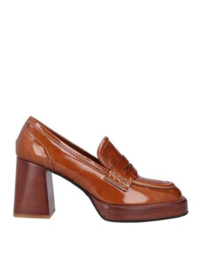 Evaluna Woman Loafers Tan Size 8 Soft Leather In Brown