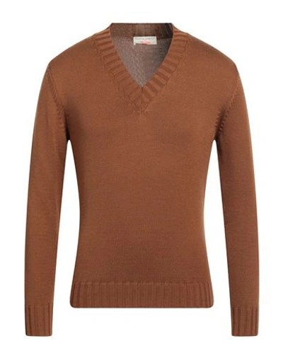 Filippo De Laurentiis Man Sweater Tan Size 42 Merino Wool In Brown