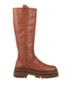 Elvio Zanon Woman Knee Boots Tan Size 9 Soft Leather In Brown