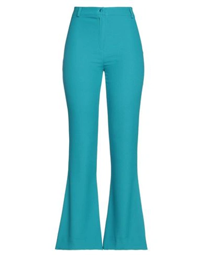 Hebe Studio Woman Pants Turquoise Size 2 Polyester, Elastane In Blue