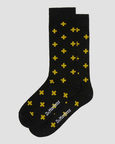 Dr. Martens' Docs Cross Logo Organic Cotton Blend Socks In Black,yellow