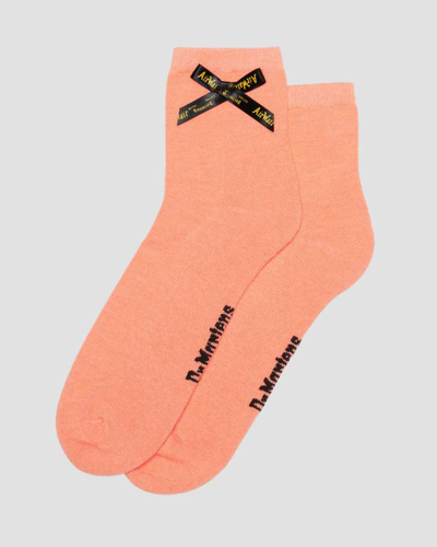 Dr. Martens' Ankle Bow Organic Cotton Blend Socks In Pink,orange