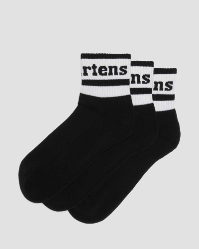 Dr. Martens' Athletic Logo Cotton Blend Short 3-pack Socks In Black