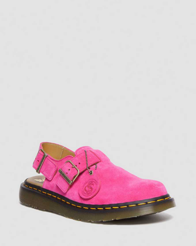 Dr. Martens' Jorge Made In England Suede Slingback Mules In Rosa