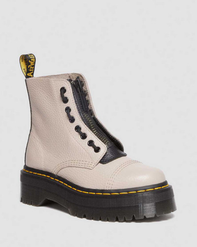 Dr. Martens' Sinclair Combat Boots In Taupe Leather In Creme/schwarz