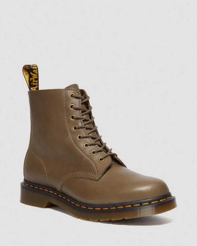 Dr. Martens' 1460 Pascal Carrara Leather Lace Up Boots In Grün/braun
