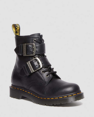 Dr. Martens' 1460 Buckle Pull Up Leather Lace Up Boots In Black