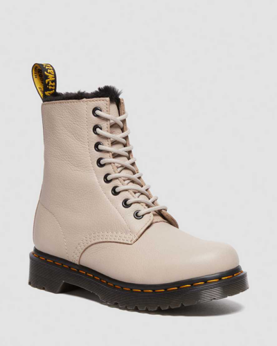 Dr. Martens' 1460 Serena Faux Fur Lined Virginia Lace Up Boots In Cream