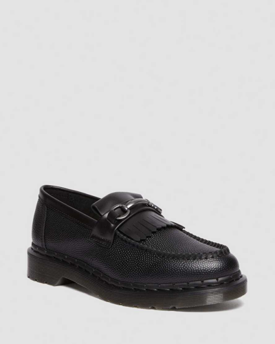 Dr. Martens' Adrian Snaffle Pebble Grain Leather Kiltie Loafers In Black