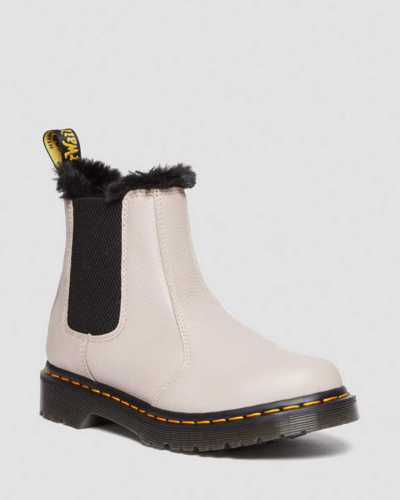 Dr. Martens' 2976 Leonore Faux Fur-lined Virginia Leather Chelsea Boots In Cream