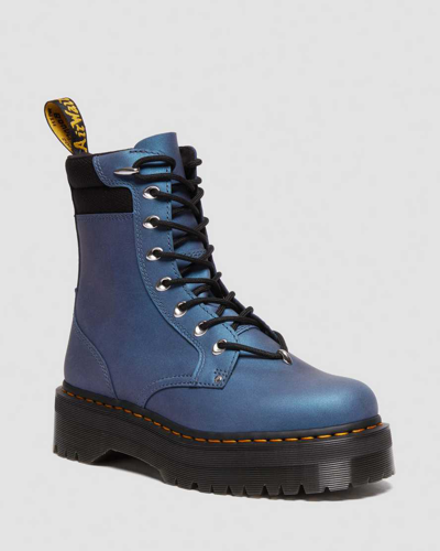 Dr. Martens' Jadon Ii Boot Hardware Pull Up Leather Platforms In Blau/metallic