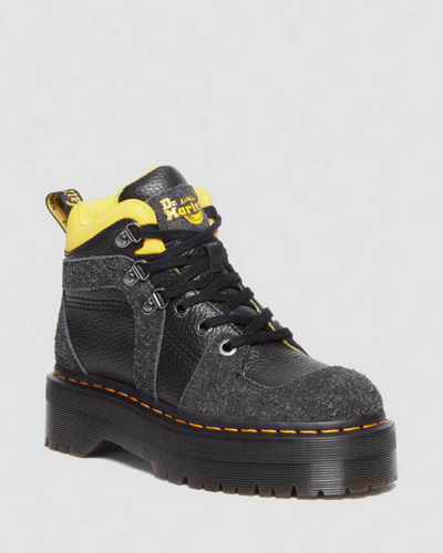 Dr. Martens' Zuma Milled Nappa Leather & Suede Hiker Style Boots In Black