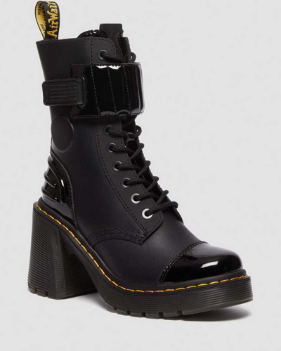 Dr. Martens' Gaya 10-eye Alternative Leather Heeled Boots In Black