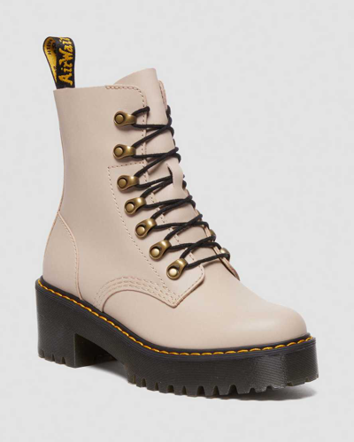 Dr. Martens' Leona Women's Sendal Leather Heeled Boots In Cream