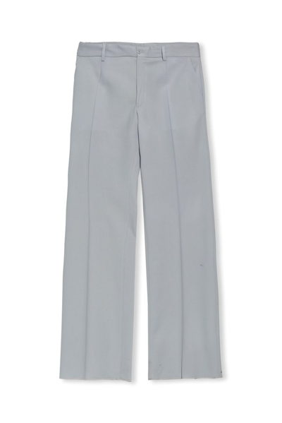 Dolce & Gabbana Sallia Flat Front Straight Leg Stretch Wool Twill Pants In Grey
