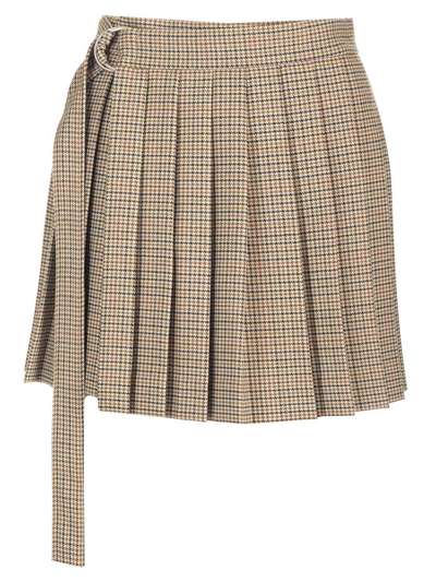 Ami Alexandre Mattiussi Mini Kilt Skirt In Wool Gabardine. In Beige