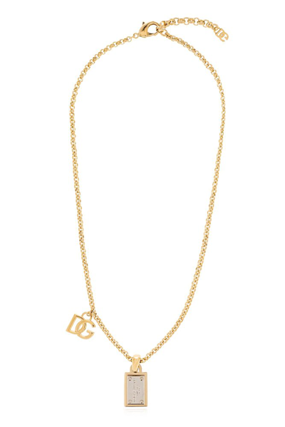 Dolce & Gabbana Logo Tag Necklace In Gold