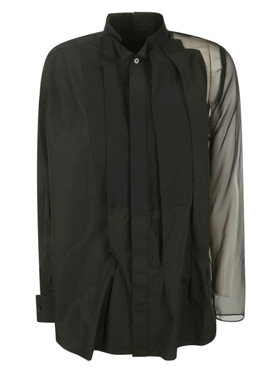 Sacai Chiffton Buttoned Poplin Shirt In Black