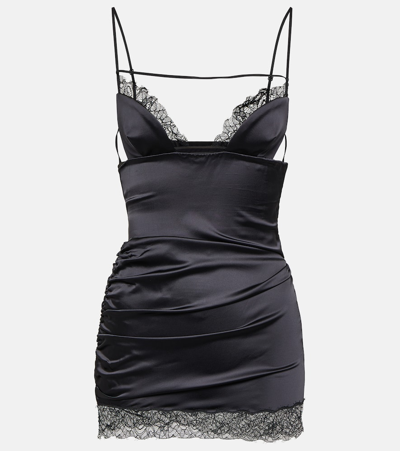 Nensi Dojaka Cutout Lace-trimmed Minidress In Black