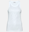 Attico The  Women's White/crystal Rhinestone-embellished Ribbed Cotton-jersey Top