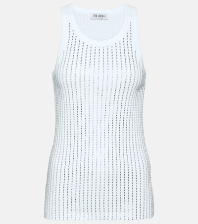 Attico Crystal-embellished Cotton Top In White