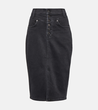 Veronica Beard Herron Denim Midi Skirt In Blue