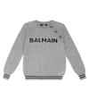 Balmain Intarsia-knit Logo Jumper In Grey
