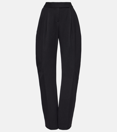 Attico Gary Oversize Double Face Satin Wide Leg Pants In Black