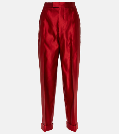 Tom Ford Silk Duchesse Straight Pants In Red