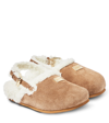 DOLCE & GABBANA SUEDE AND FAUX FUR MULES