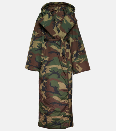 Norma Kamali Sleeping Bag Camouflage-print Hooded Wrap Coat In Multicoloured