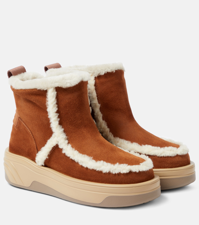 Bogner Astana Shearling-trimmed Ankle Boots In Brown