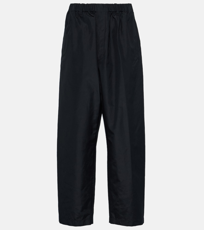 Lemaire High-rise Tapered Silk Pants In Black