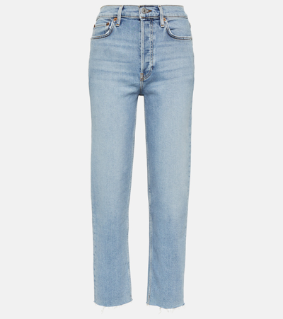 Re/done 70s Stove Pipe High-rise Straight Jeans In Blue