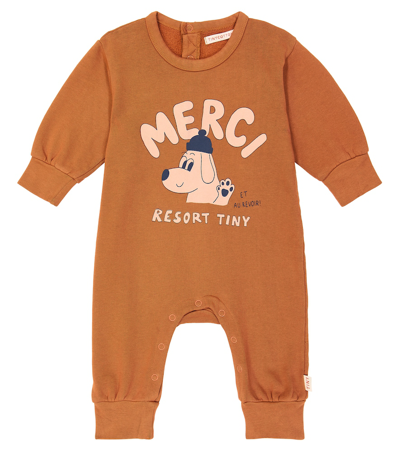 Tinycottons Baby Merci Cotton Playsuit In Brown