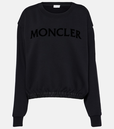 Moncler Embroidered Logo Sweatshirt In Black
