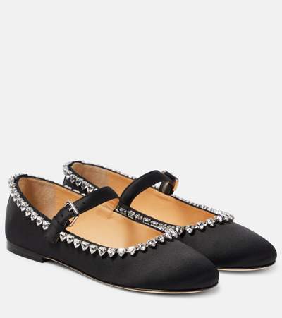 Mach&mach Audrey Crystal-embellished Ballerina Shoes In Black