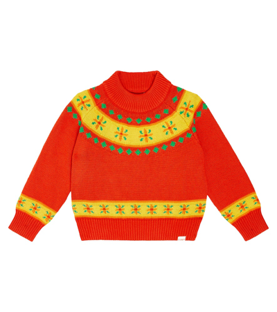 Tinycottons Kids' Folky Cotton And Wool Sweater In Red