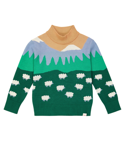 Tinycottons Kids' Chamonix Intarsia Cotton-blend Sweater In Multicoloured