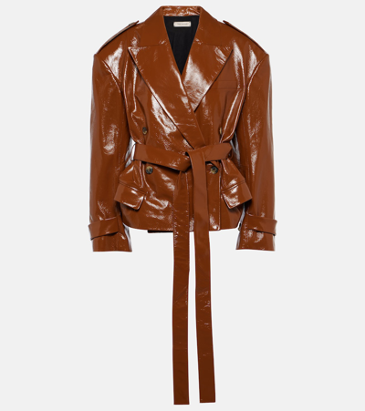 The Mannei Rioni Leather Blazer In Brown