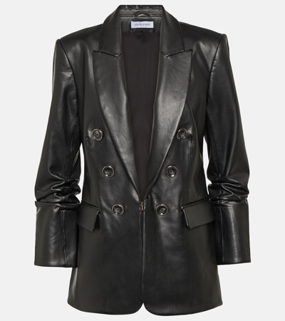 Veronica Beard Beacon Dickey Faux Leather Blazer In Black