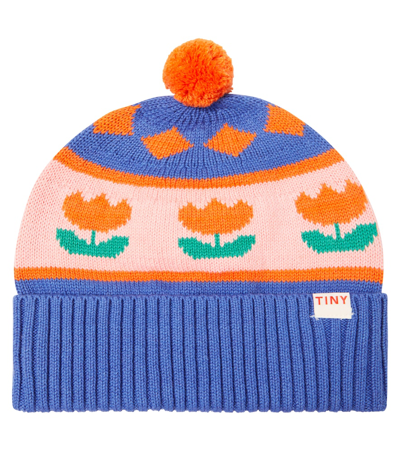 Tinycottons Kids' Flowers Cotton And Wool Beanie In Multicoloured
