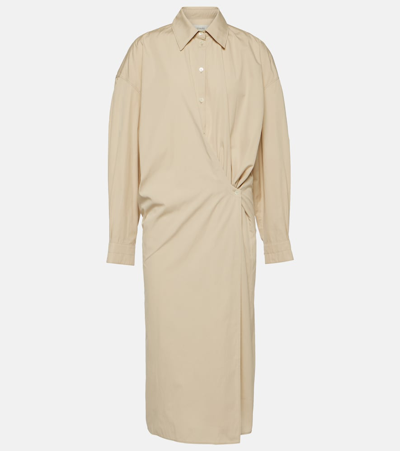 Lemaire Asymmetric Cotton And Silk Shirt Dress In Pink